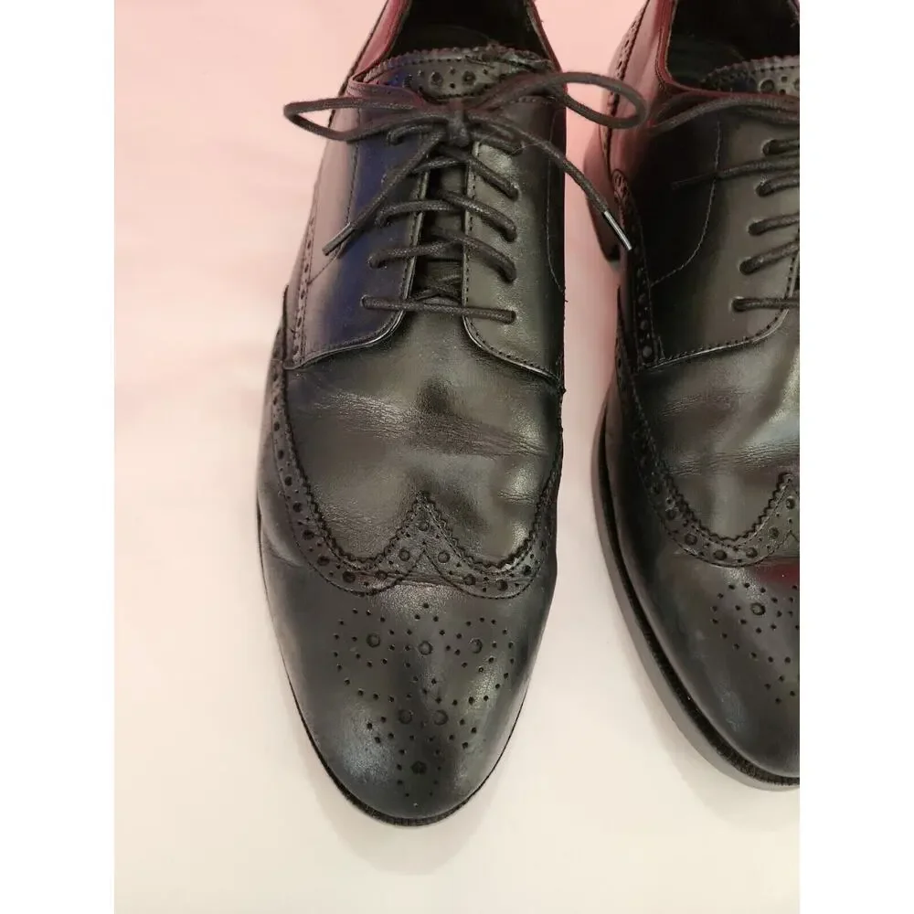 Cole Haan Black leather wingtip Derby shoes mens c24167 grand os mens 9.5 m